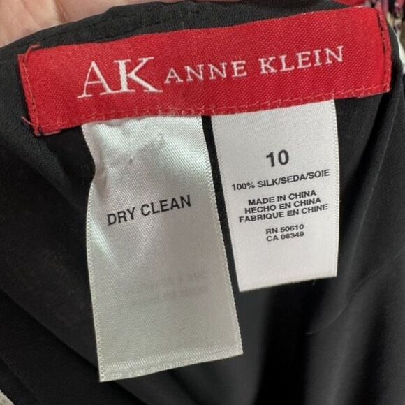 Vintage Y2K Anne Klein Silk Houndstooth Black Knee Length Skirt Size 10‎ Witchy - Picture 5 of 11